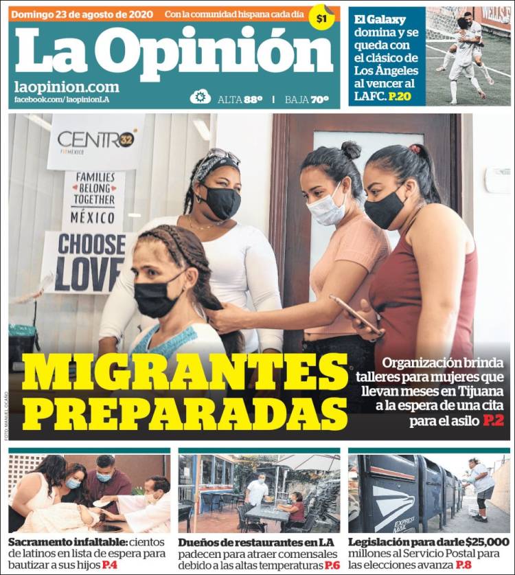 Portada de La Opinión (USA)