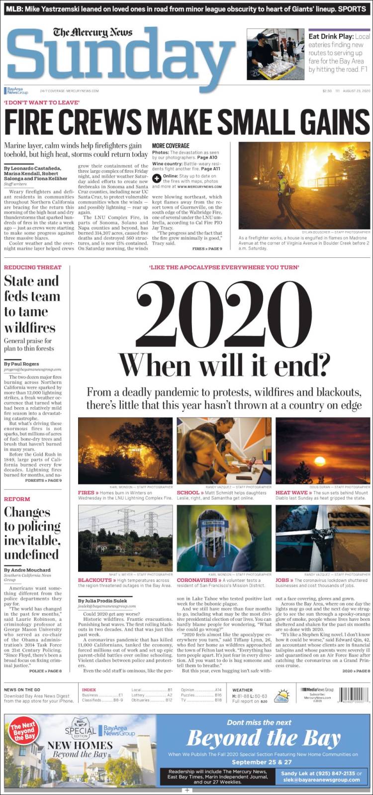 Portada de San Jose Mercury News (USA)