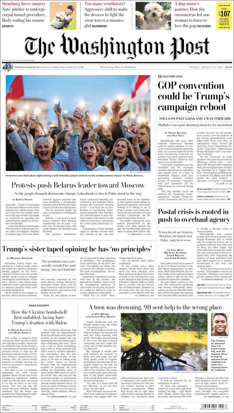 Portada de The Washington Post (USA)