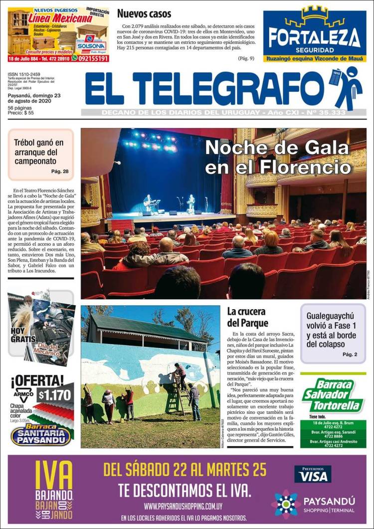 Portada de El Telégrafo (Uruguay)
