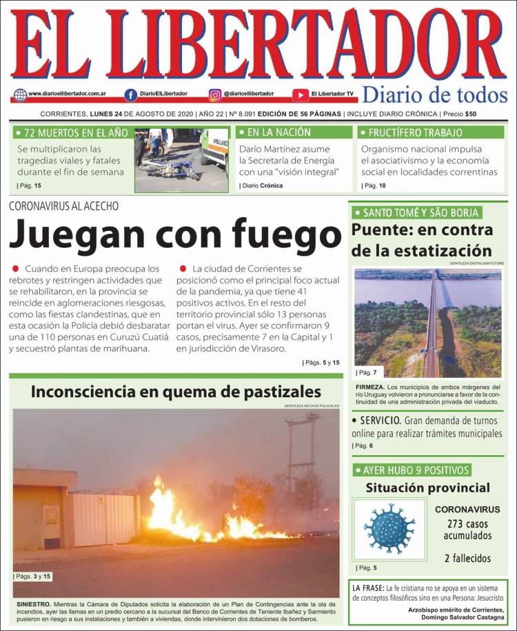 Portada de Diario El Libertador (Argentina)