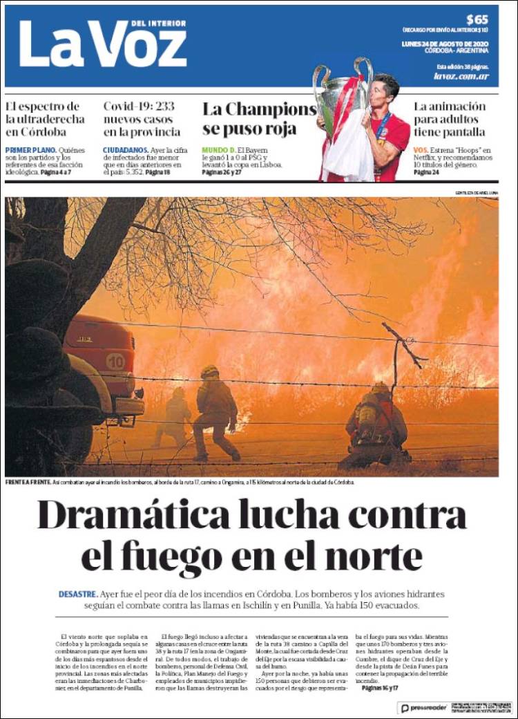 Portada de La Voz del Interior (Argentina)