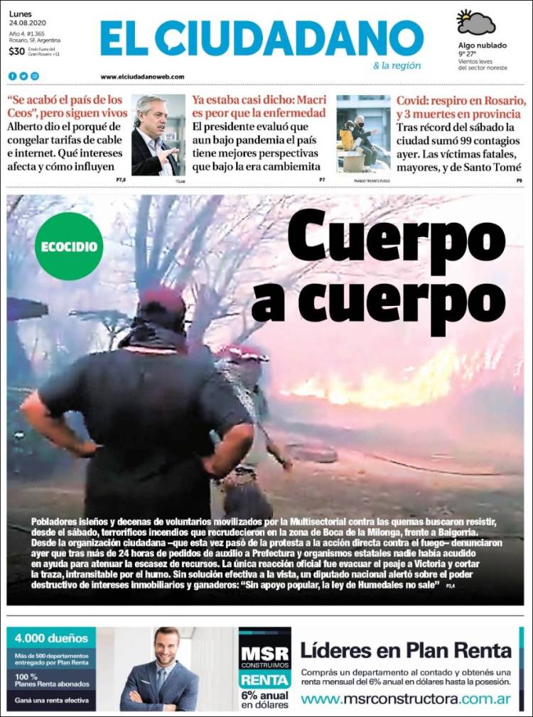 Portada de Diario El Ciudadano (Argentina)