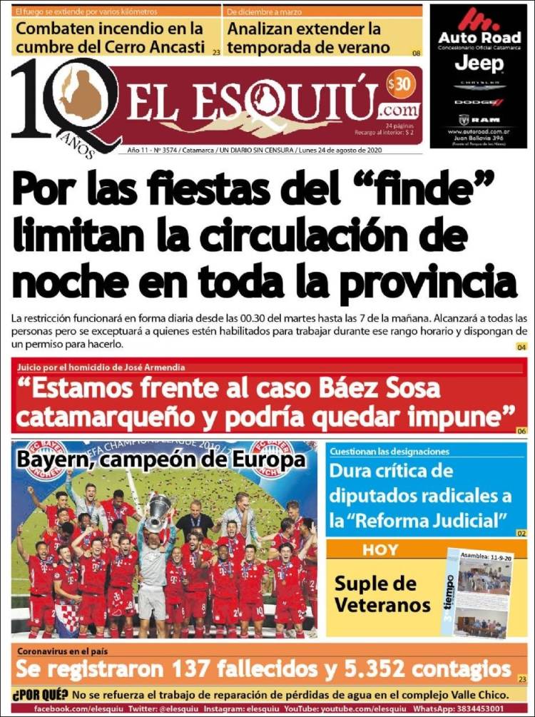 Portada de El Esquiu (Argentina)