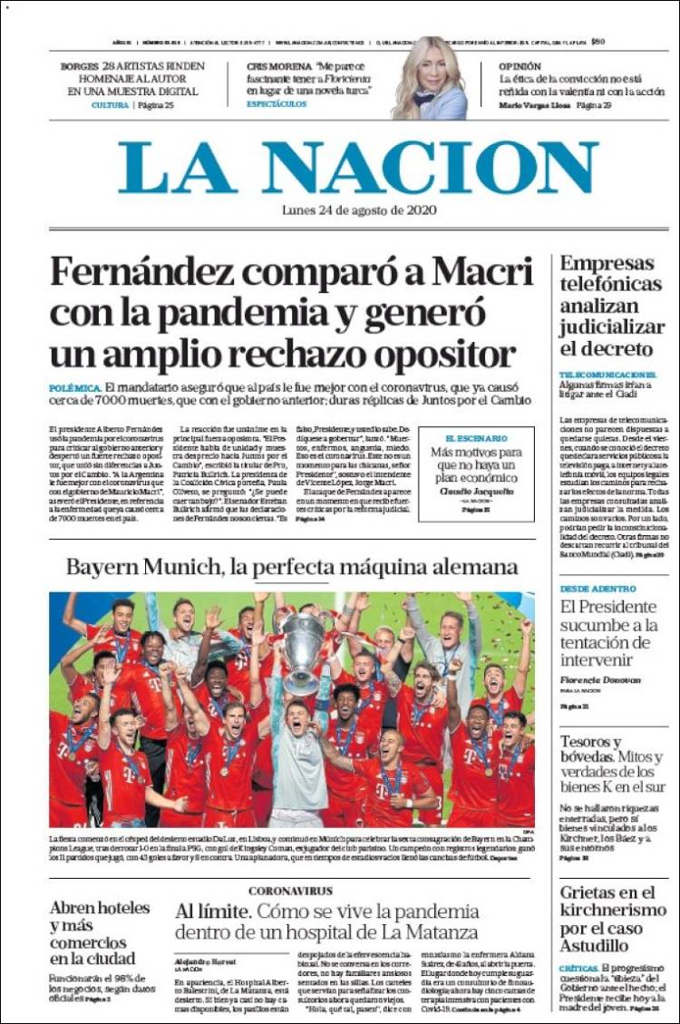 Portada de La Nación (Argentina)