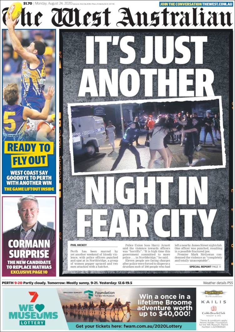 Portada de The West Australian (Australia)