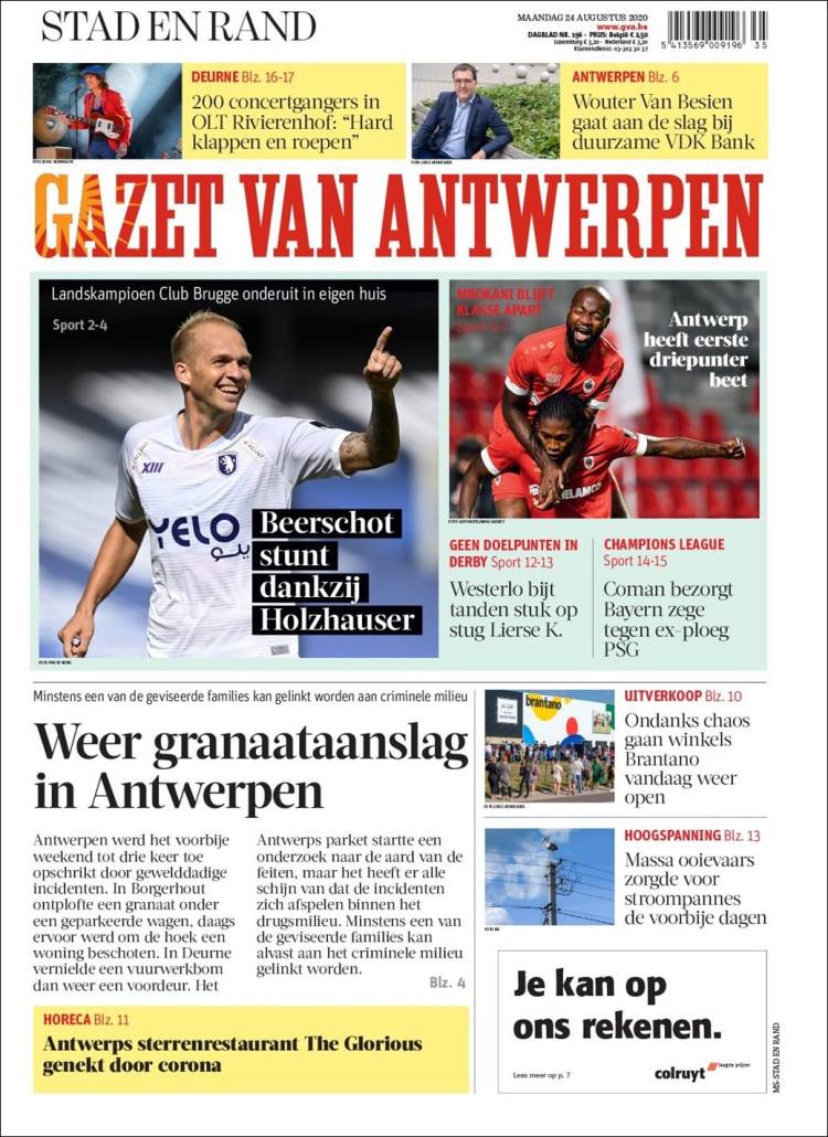 Portada de Gazet van Antwerpen (B&eacute;lgica)