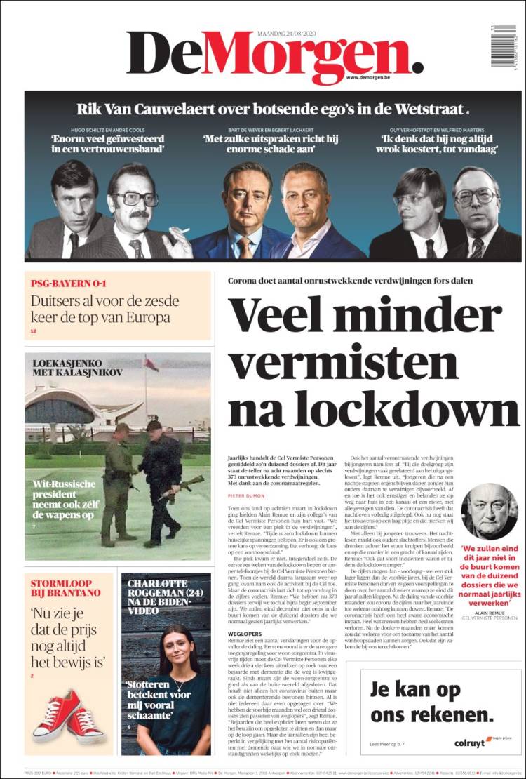 Portada de De Morgen (B&eacute;lgica)