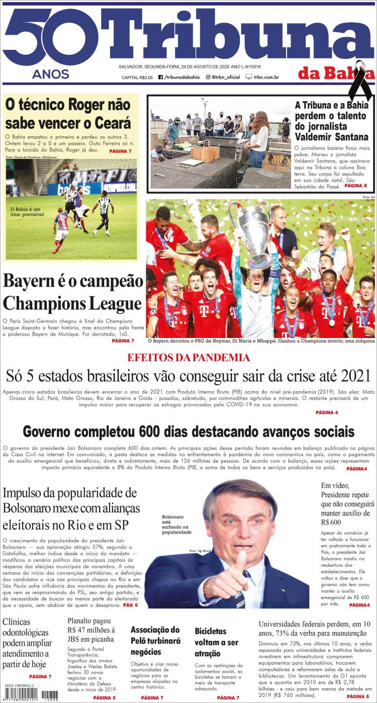Portada de Tribuna da Bahia (Brasil)