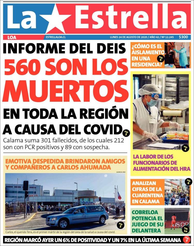 Portada de La Estrella de Loa (Chile)