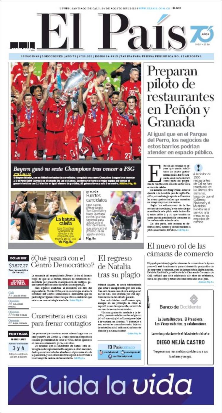Portada de El País - Cali (Colombia)