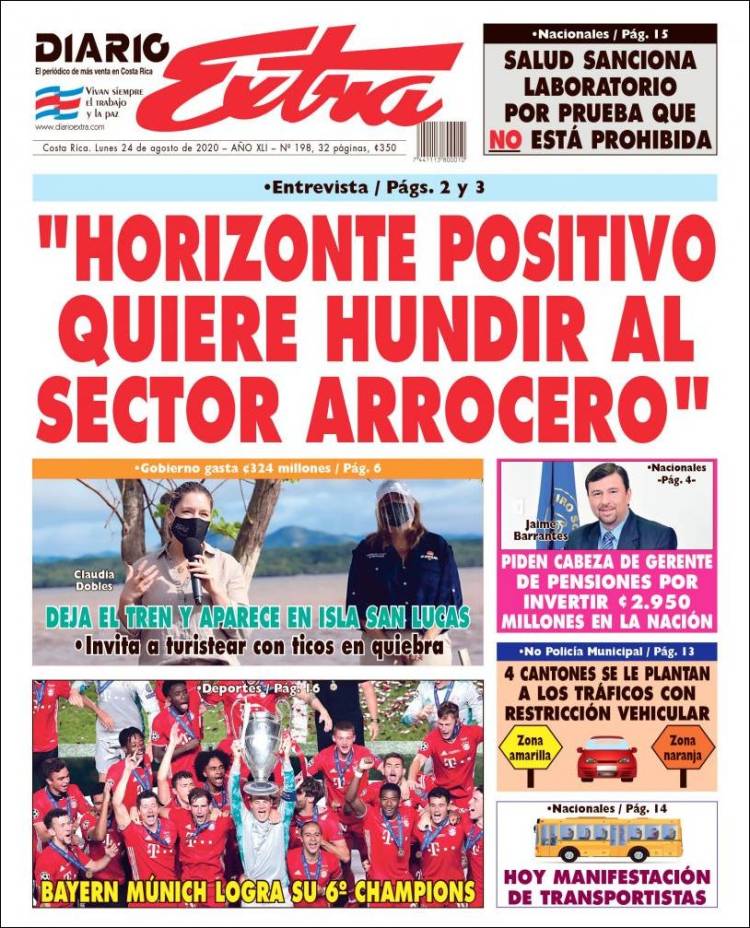 Portada de Diario Extra (Costa Rica)