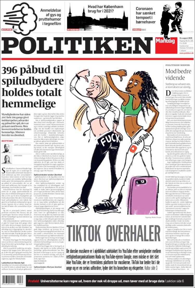Portada de Politiken (Dinamarca)