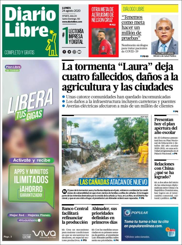 Portada de Diario Libre (R. Dominicana)