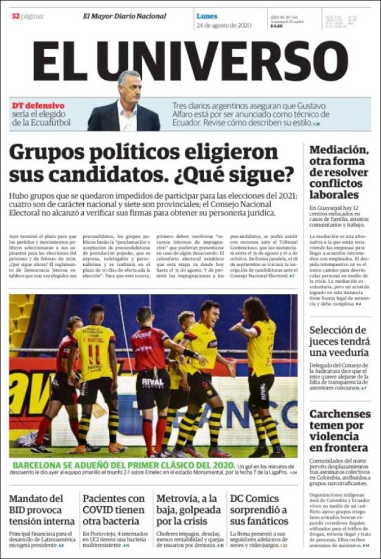 Portada de El Universo - Ecuador (Ecuador)