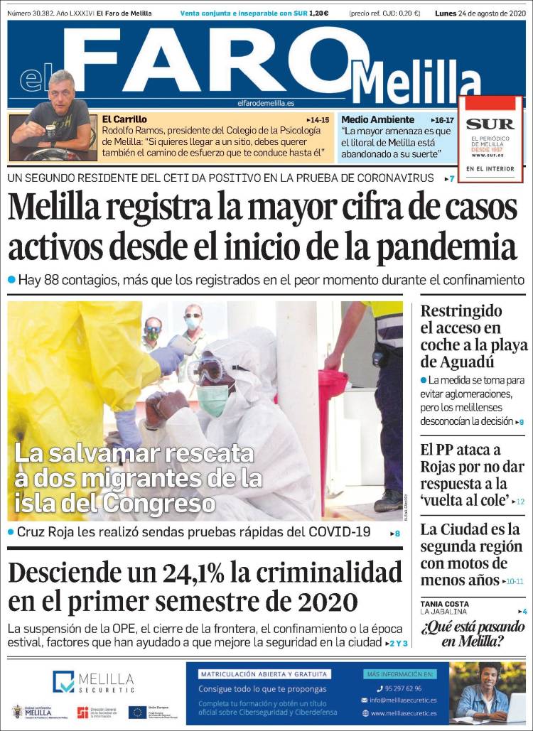 Portada de El Faro de Melilla (Espa&ntilde;a)