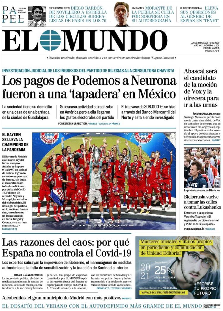 Portada de El Mundo (Espa&ntilde;a)