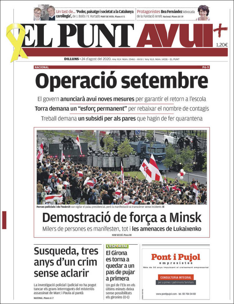 Portada de El Punt Avui (Espa&ntilde;a)
