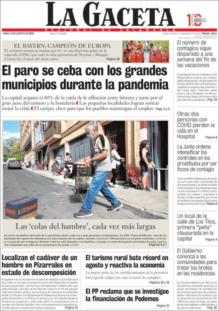Portada de La Gaceta de Salamanca (Espa&ntilde;a)