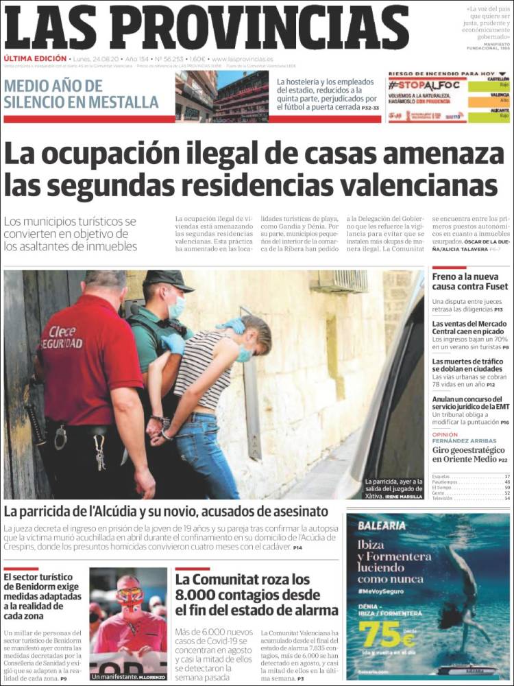 Portada de Las Provincias (Espa&ntilde;a)