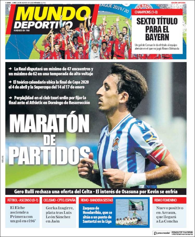Portada de Mundo Deportivo Gipuzkoa (Espa&ntilde;a)