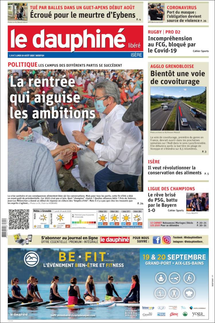 Portada de Le Dauphiné Libéré (Francia)