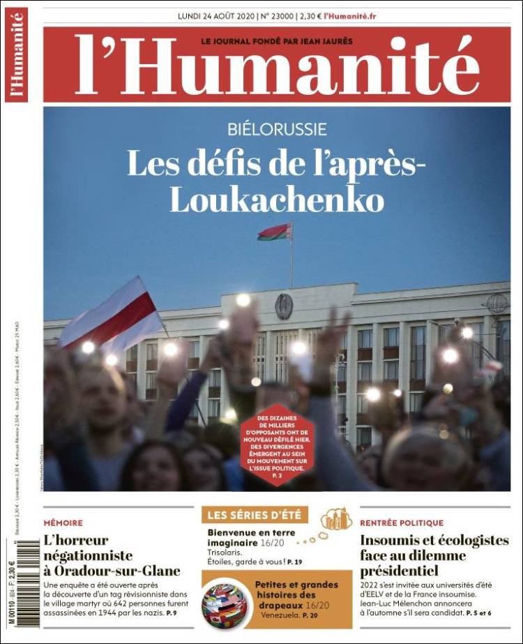Portada de l'Humanite (Francia)