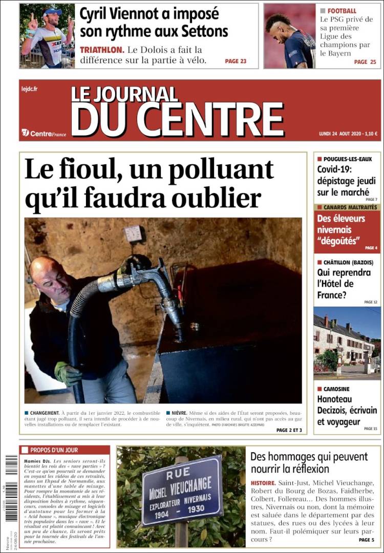 Portada de Le Journal du Centre (Francia)