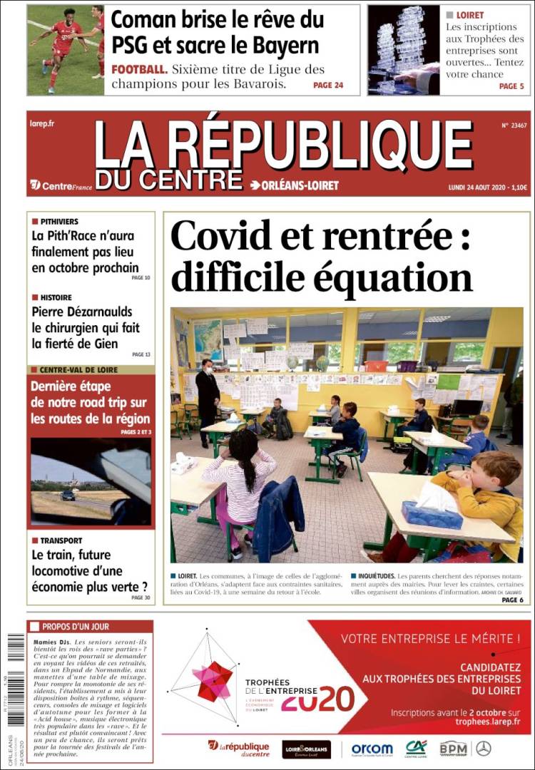 Portada de La République du Centre (Francia)