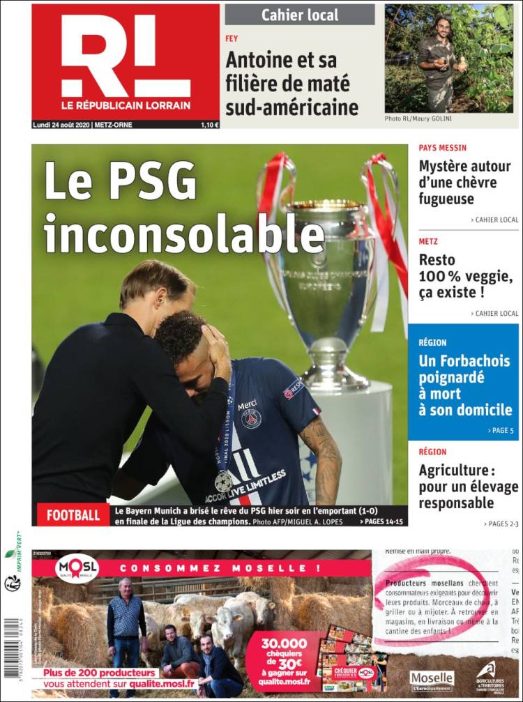 Portada de Le Republicain Lorrain (Francia)