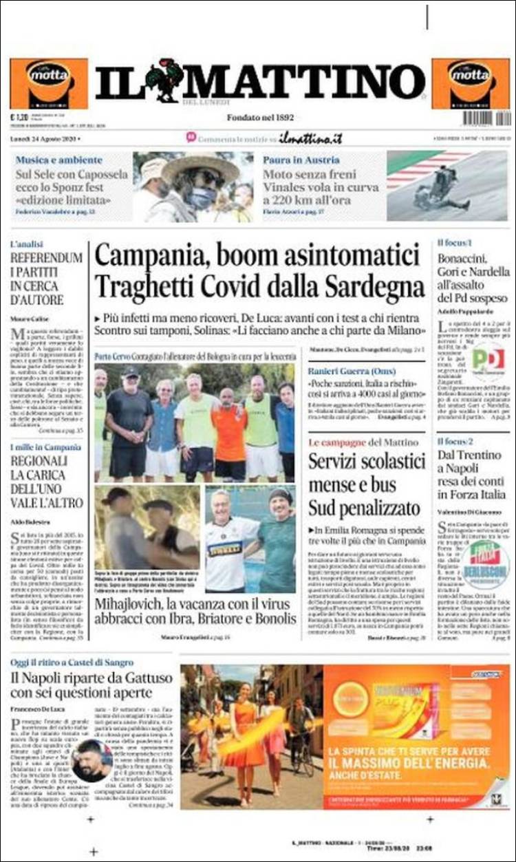 Portada de Il Mattino (Italia)