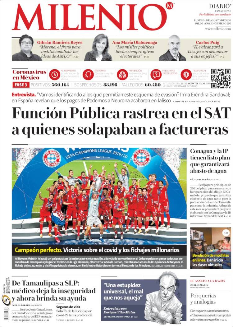 Portada de Milenio - Tamaulipas (México)