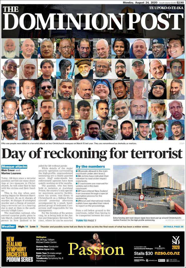 Portada de The Dominion Post (Nueva Zelanda)