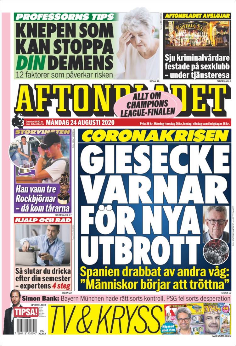 Portada de Aftonbladet (Suecia)