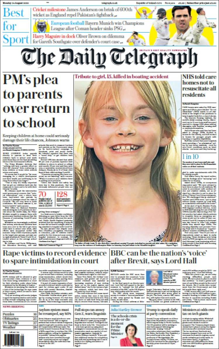 Portada de Daily Telegraph (Reino Unido)