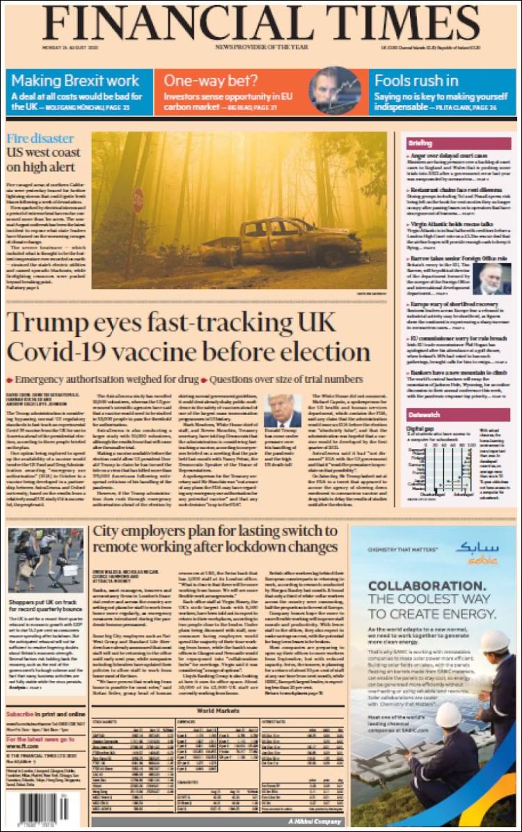Portada de Financial Times (Reino Unido)