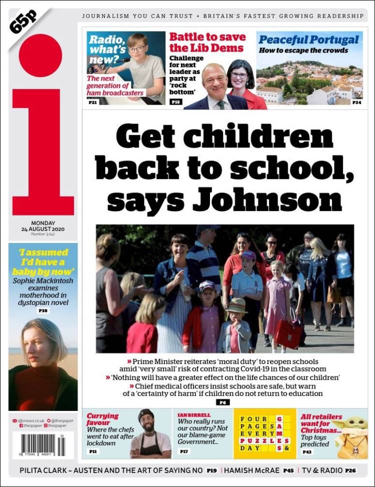 Portada de The i (Reino Unido)