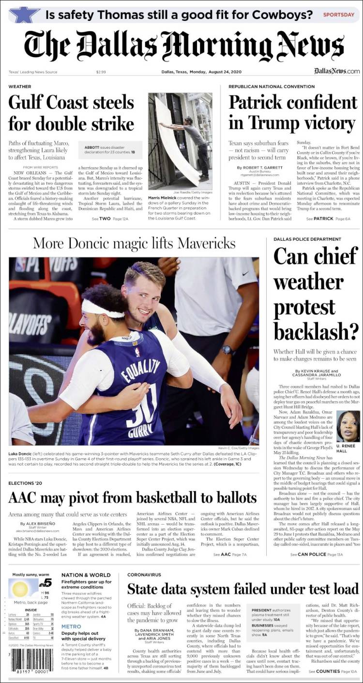 Portada de Dallas Morning News (USA)