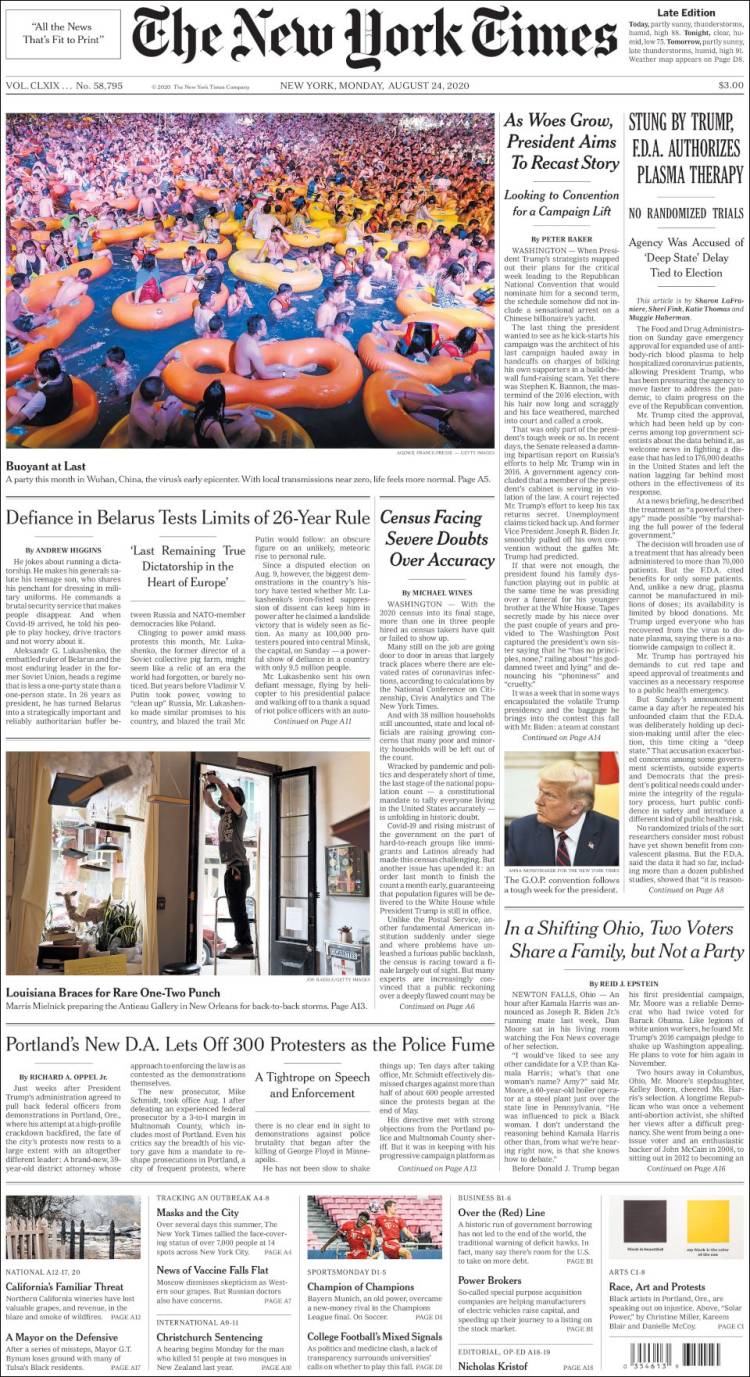 Portada de New York Times (USA)