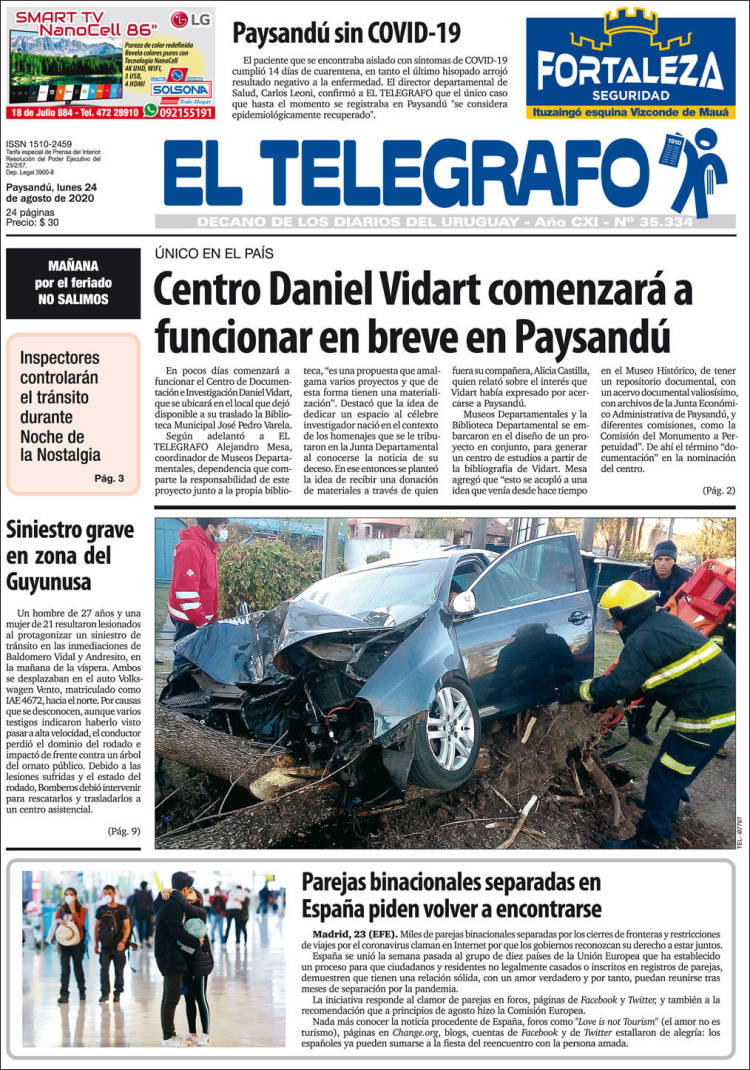 Portada de El Telégrafo (Uruguay)