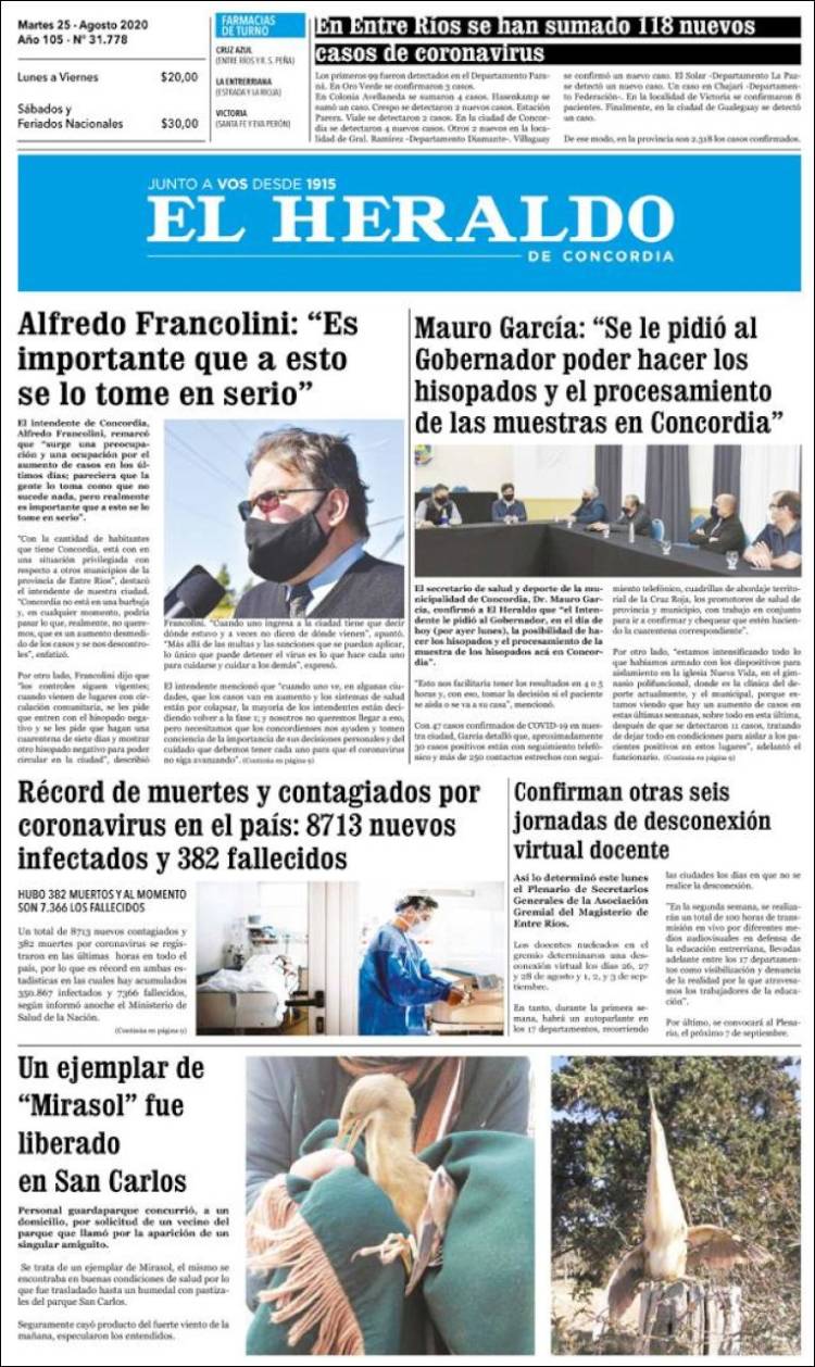 Portada de El Heraldo de Concordia (Argentina)