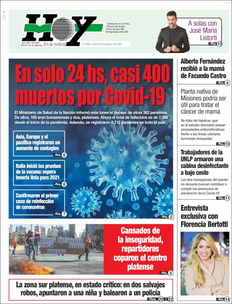 Portada de Diario Hoy (Argentina)