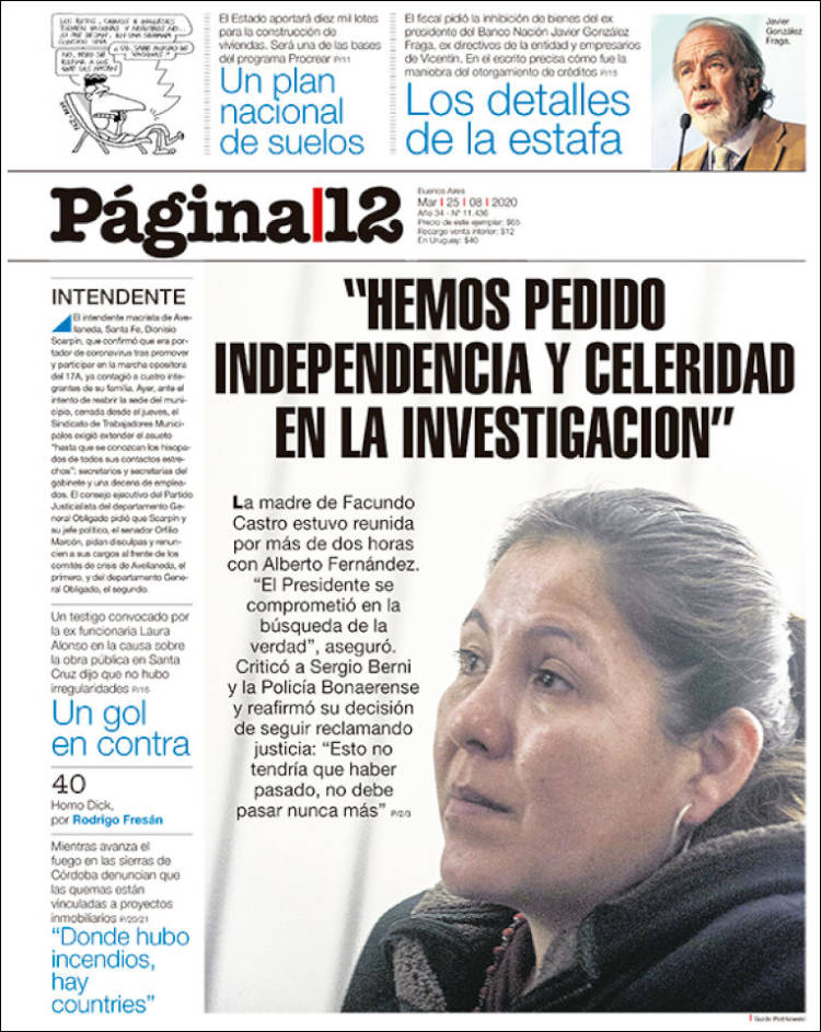 Portada de Página/12 (Argentina)