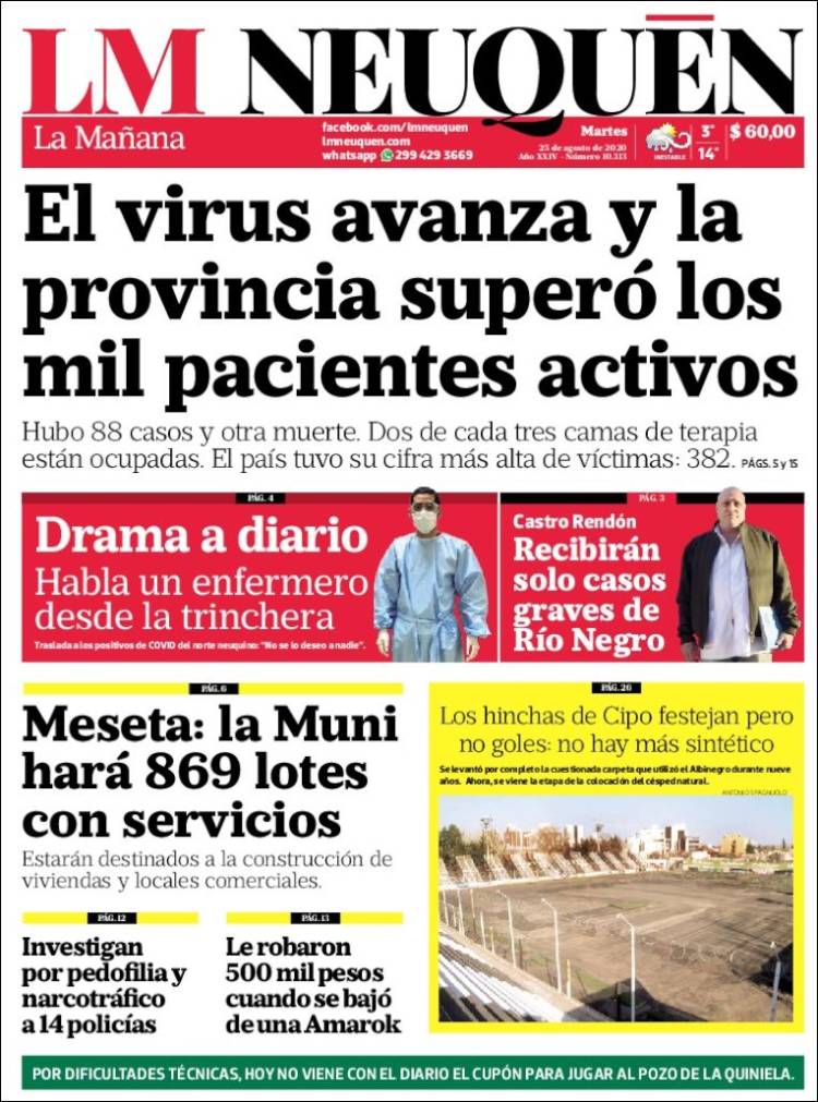 Portada de La Mañanade Neuquén (Argentina)