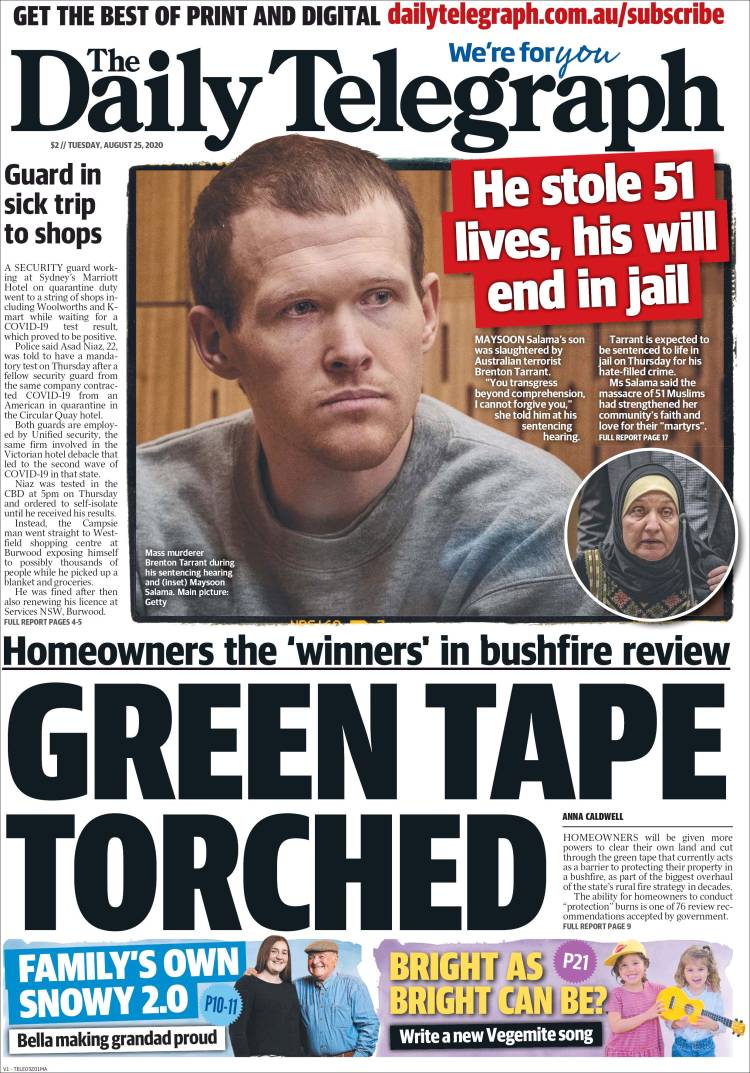 Portada de The Daily Telegraph (Australia)