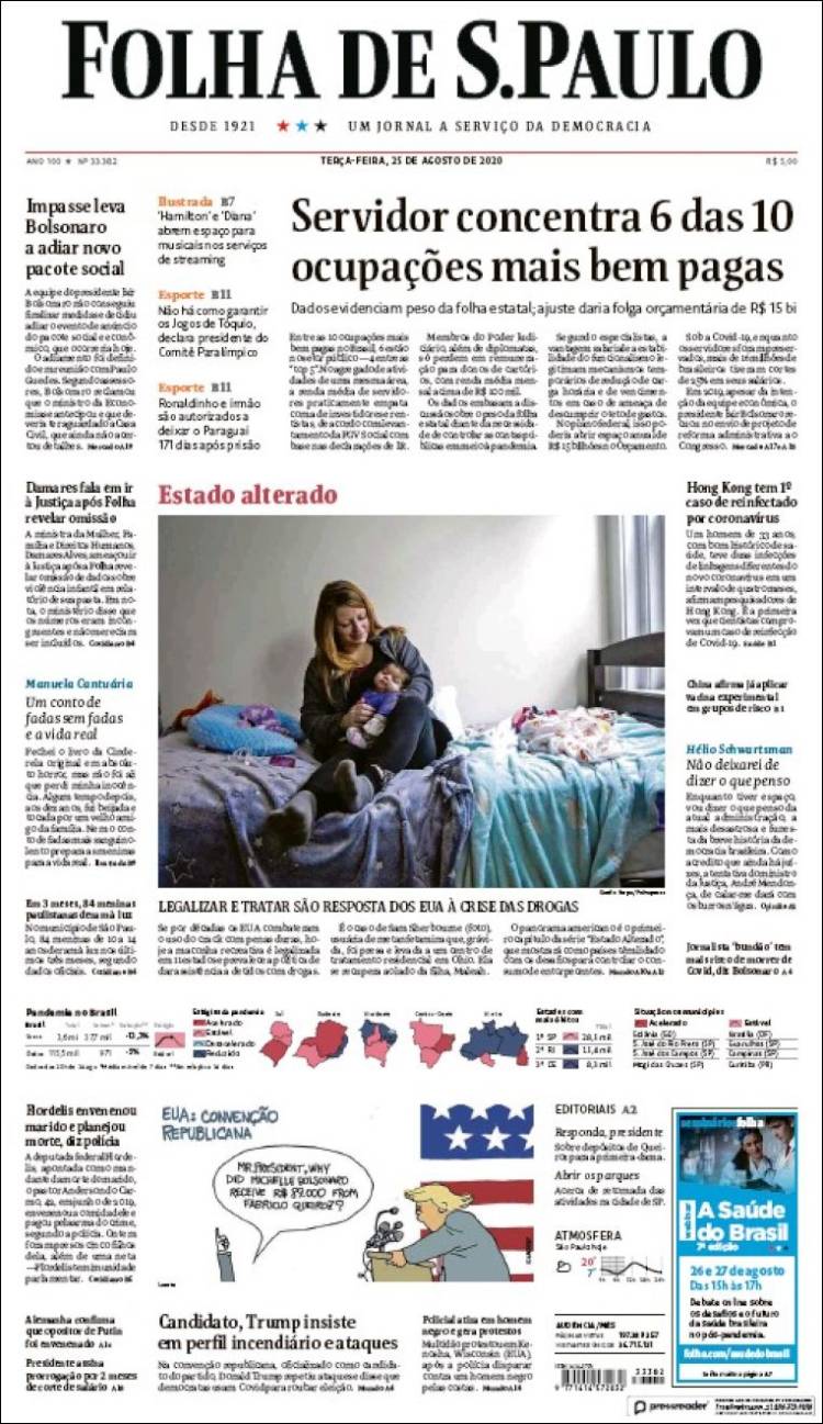 Portada de Folha de São Paulo (Brasil)