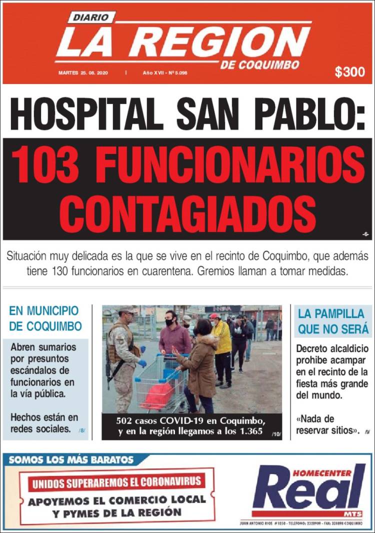 Portada de Diario La Región de Coquimbo (Chile)