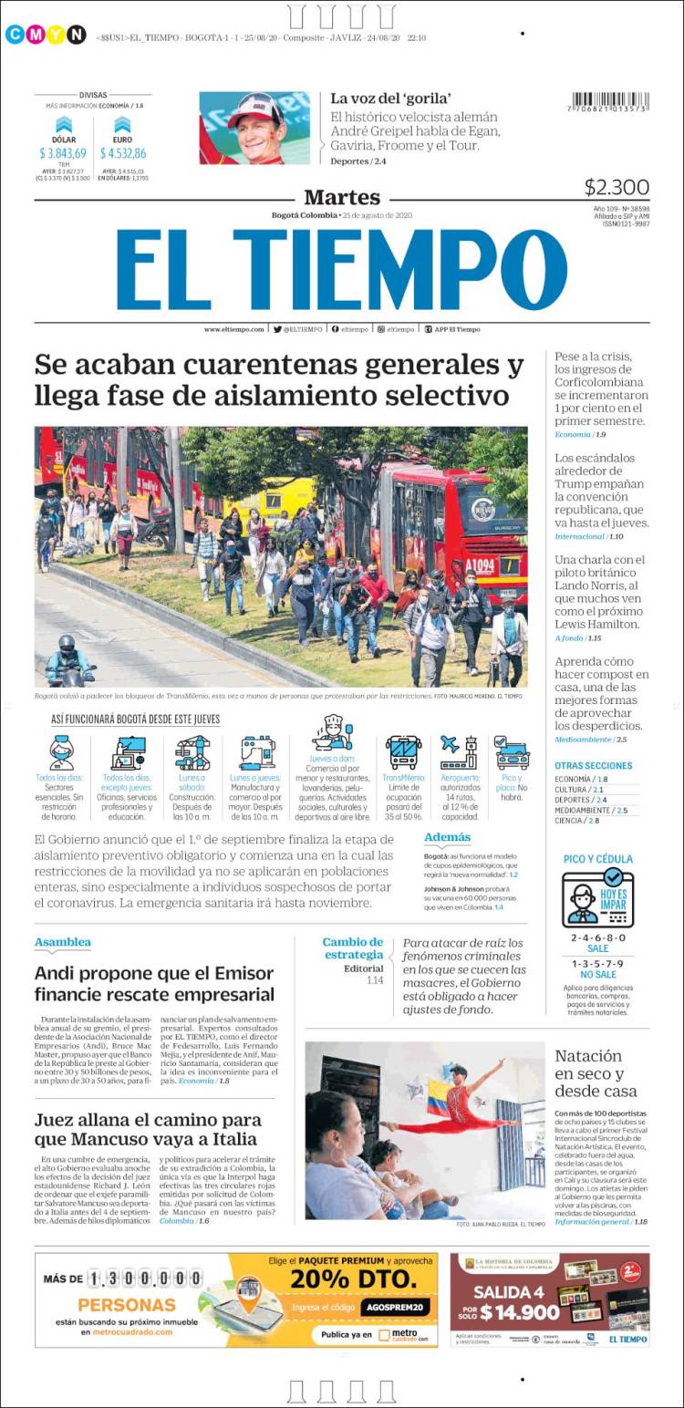 Portada de El Tiempo (Colombia)