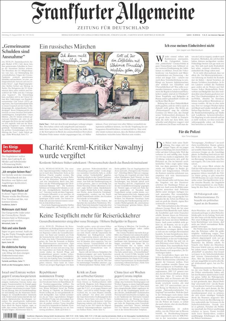 Portada de Frankfurter Allgemeine (Alemania)