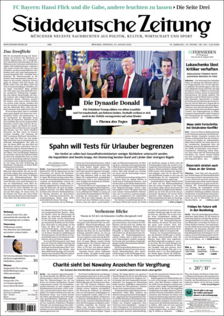 Portada de Sueddeutsche (Alemania)